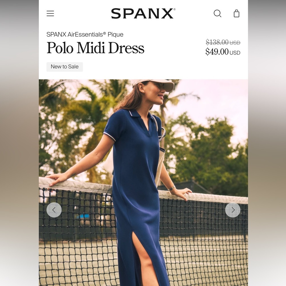 SPANX Navy Polo Midi Dress